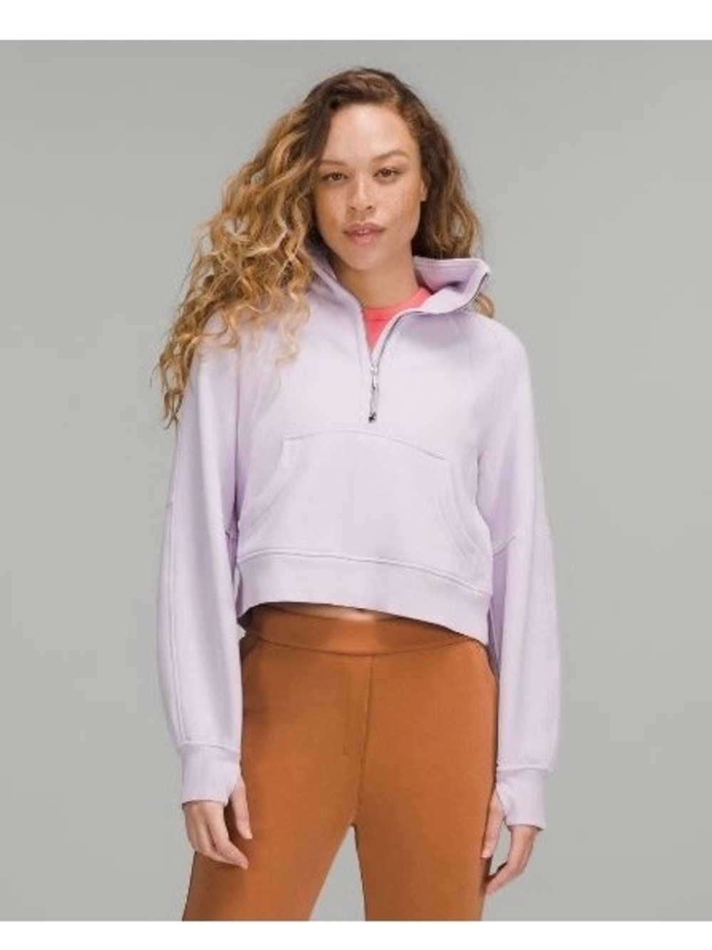 Lululemon Cropped Lavender Half-Zip Pullover Top